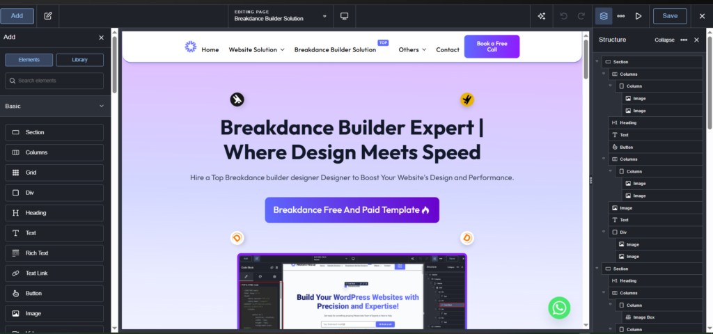 Breakdance builder interface